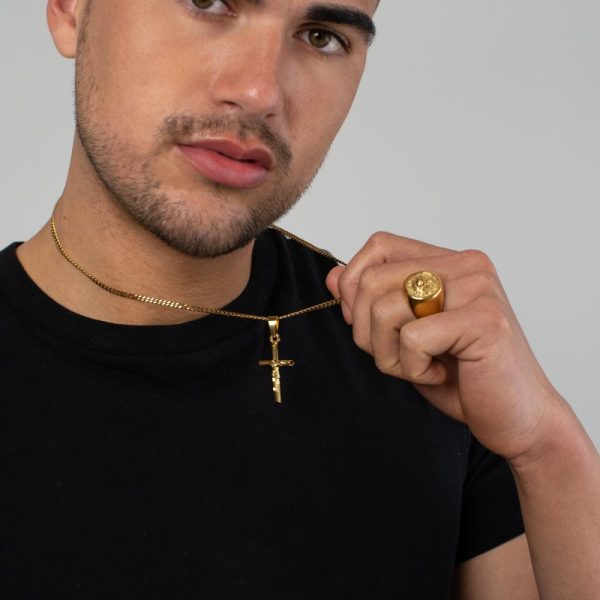 Crucifix X Lion Ring Set (Gold) - Image 3